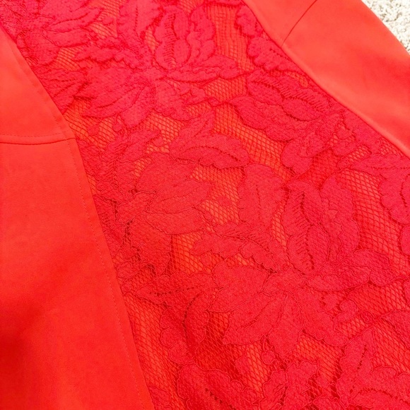 Reiss Lace Fit Red Orange Cocktail Dress Size 2 - Picture 11 of 12